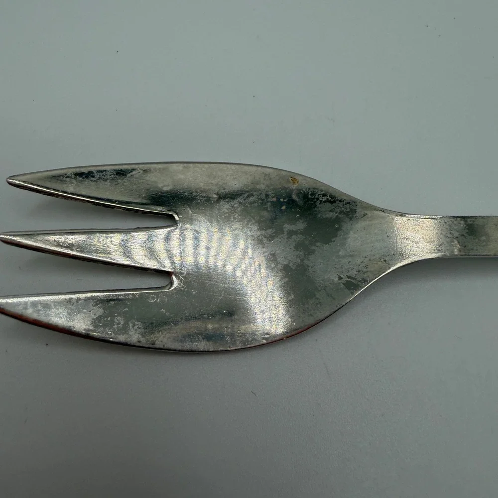 Vintage Italian Silver Plated Serving Fork 3-Tine Fork Made in Italy